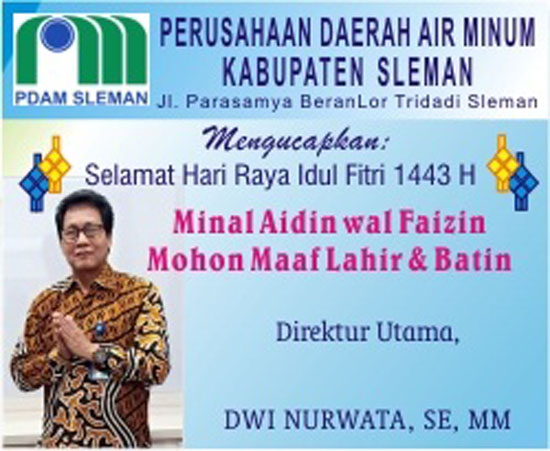 Dwi Nurwata SE.MM  Dirut PDAM Sleman  Setia  Melayani Pelanggan Selamat Hari Raya Iedul  Fitri 1443 H
