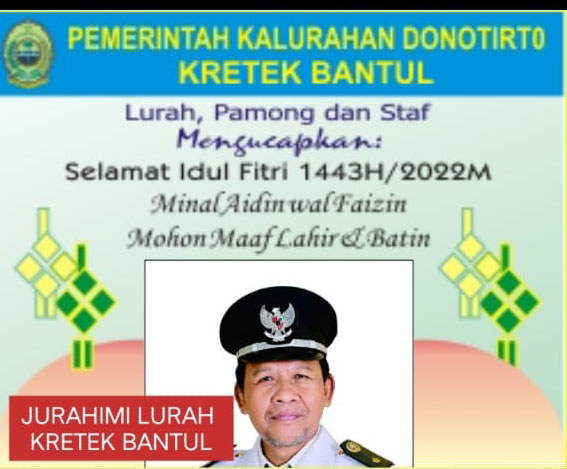 Lurah Jurahimi Kretek Bantul  Slemat iedul Fitri 1443 H Maaflhir Batin