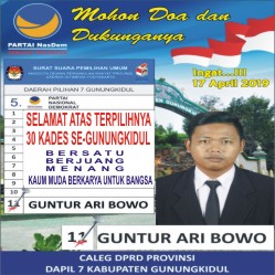 Guntur Ari Bowo : Selamat Atas Terpilihnya 30 Calon Kades Se Gunungkidul