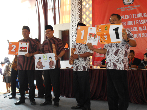 Calon Pilwalkot Kota Jogja Imam Dapat Nomor  Urut 1, Haryadi Nomor 2