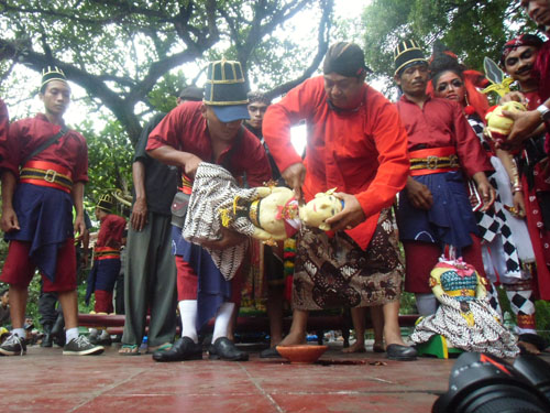 Tradisi tolak bala gunung gamping sebelih sepasang bekakak