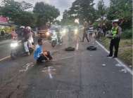 Hindari Gerobak Sampah Motor Tabrak Truk Tangki Di Jalan Raya Kabat, 1 Orang Tewas Di TKP  